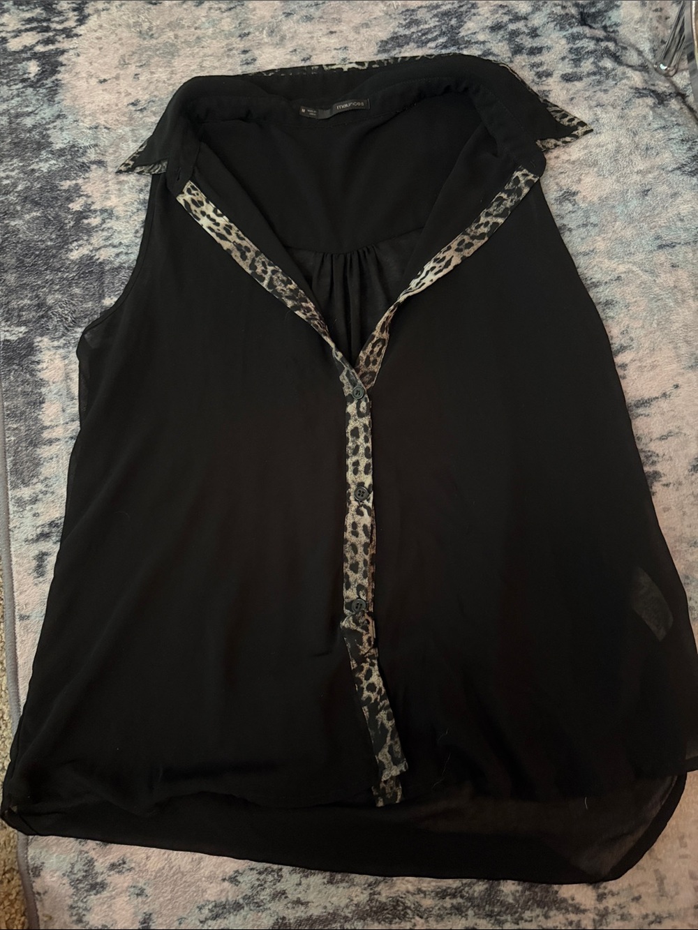 Maurices Black Sleeveless Top with Leopard Trim
